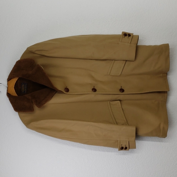 Vintage Pendleton beige tan wool pea coat with quilted liner size Xlarge - Picture 1 of 13